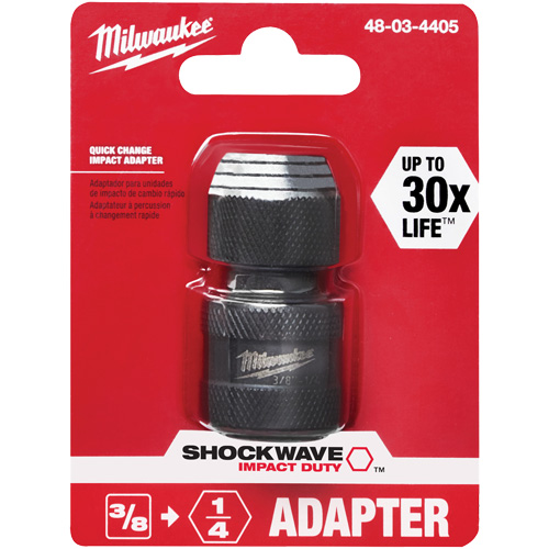 Shockwave Impact Driver Square to Hex Socket Adapter, Impact, 1/4" Drive, 3/8" Socket, 1.875" L Haskins Industrial Inc.