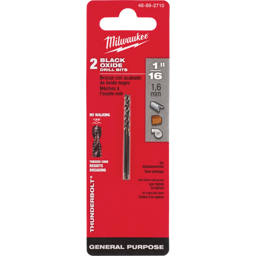 Thunderbolt&reg; Jobber Drill Bit, High Speed Steel, 1/16", 1-7/8" L, 7/8" Flute, 135° Point Angle Haskins Industrial Inc.