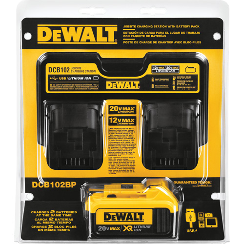 Max Jobsite Charging Station & 4.0 Ah Battery Pack, 12 V/20 V, Lithium-Ion Haskins Industrial Inc.