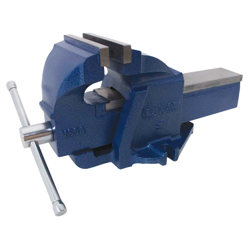Ductile Iron Mechanics Bench Vise, 5" Jaw Width, 3-3/10" Throat Depth Haskins Industrial Inc.