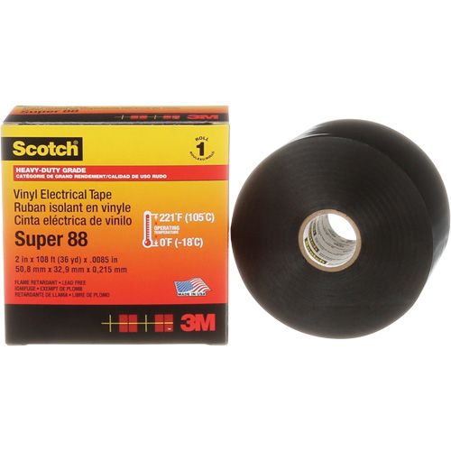 Scotch&reg; Super 88 Professional Electrical Tape, 51 mm (2") x 33 m (108'), Black, 8.5 mils Haskins Industrial Inc.