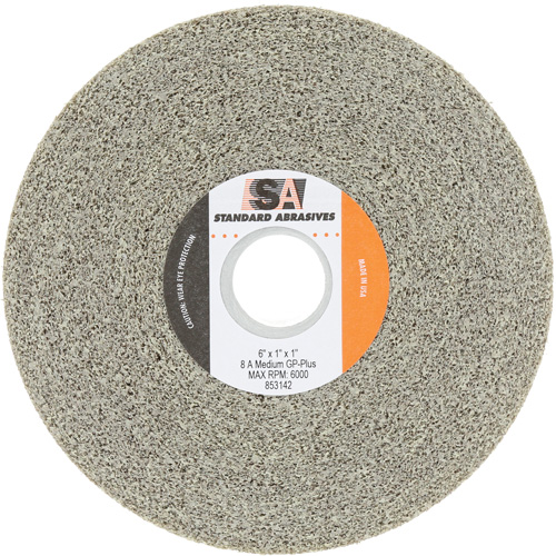 Standard Abrasives General Purpose Plus Wheel, 6" Dia., Medium Grit, Aluminum Oxide Haskins Industrial Inc.