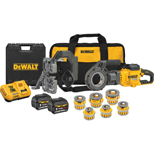 Trousse de fili&egrave;res &agrave; tuyaux sans fil FlexVolt Max* avec t&ecirc;tes fili&egrave;res, 30 tr/min, Filetage de la tige 1/2" - 2" Haskins Industrial Inc.