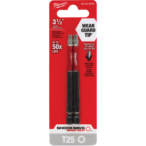Shockwave Impact Duty Screwdriver Bit, Torx, T-25 Tip, 1/4" Drive Size, 3-1/2" Length Haskins Industrial Inc.