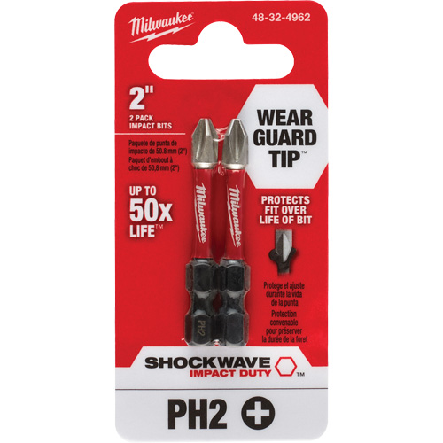 Embout de tournevis Shockwave Impact Duty, Phillips, #2, Prise 1/4" Haskins Industrial Inc.