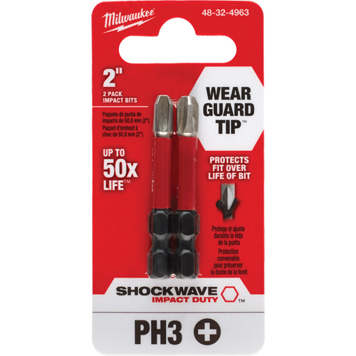 Embout de tournevis Shockwave Impact Duty, Phillips, #3, Prise 1/4" Haskins Industrial Inc.