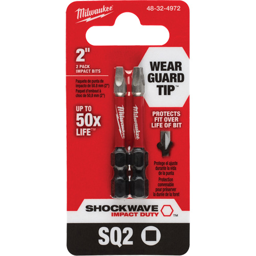 Embout de tournevis Shockwave Impact Duty, Carr&eacute;e, #2, Prise 1/4" Haskins Industrial Inc.