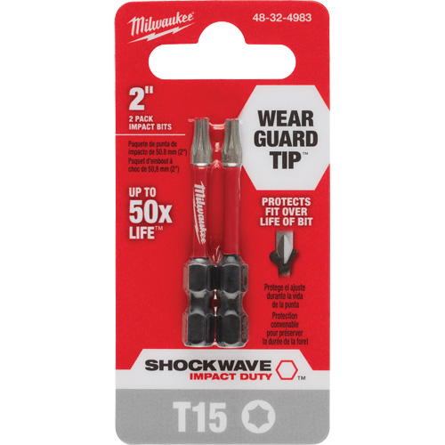 Embout de tournevis Shockwave Impact Duty, Torx, T-15, Prise 1/4" Haskins Industrial Inc.