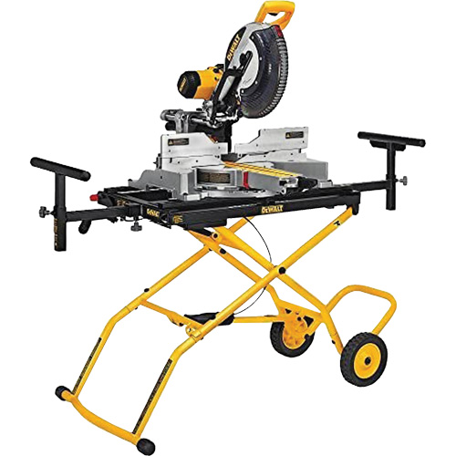 Double Bevel Sliding Compound Mitre Saw with Heavy-Duty Rolling Stand Haskins Industrial Inc.