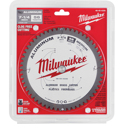 Lame de scie circulaire pour la coupe d'aluminium, 7-1/4", 56 dents, Pour Plastique/Fibre de verre/Non ferre Haskins Industrial Inc.