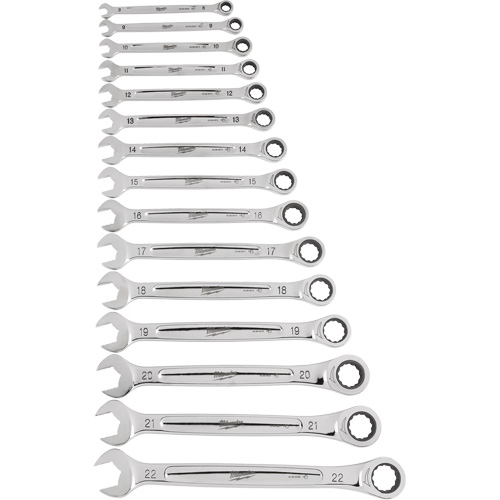 Ratcheting Wrench Set, Combination, 15 Pieces, Metric Haskins Industrial Inc.