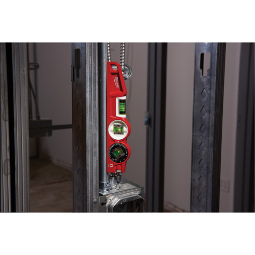 Niveau torpille moul&eacute; sous pression verrouillable avec fiole 360 degr&eacute;s, 10" lo, Aluminium, 3 fioles, Magn&eacute;tique Haskins Industrial Inc.