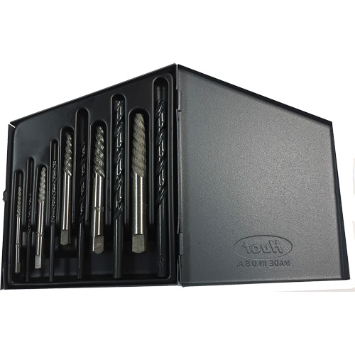 DRILLCO Screw Extractor Set with Drills, Carbide, 10 Pieces Haskins Industrial Inc.