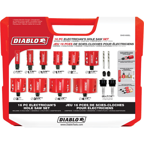 Electrician's Bi-Metal Hole Saw Set, 16 Pieces Haskins Industrial Inc.