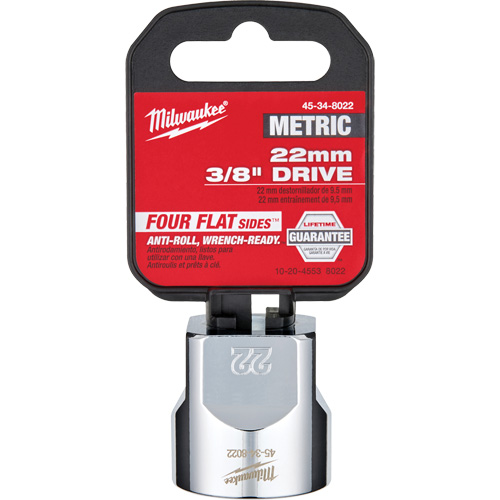 Metric Socket with Four Flat Sides, 22 mm, 3/8" Drive, 6 Points Haskins Industrial Inc.