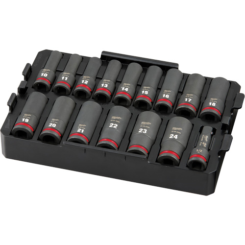 Shockwave Impact Duty Packout Socket Set, 16 Pcs, Impact, 1/2" Drive Size, Deep Haskins Industrial Inc.