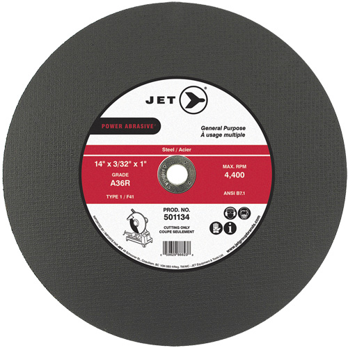 Meule &agrave; tronçonner Power Abrasive A36R, 14" x 3/32", Arbre de 1", Type 1, 4400 Tr/min Haskins Industrial Inc.