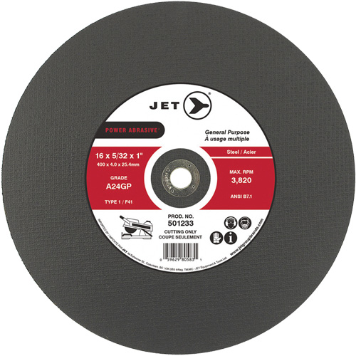 Meule &agrave; tronçonner Power Abrasive A24GP, 20" x 5/32", Arbre de 1", Type 1, 3000 Tr/min Haskins Industrial Inc.