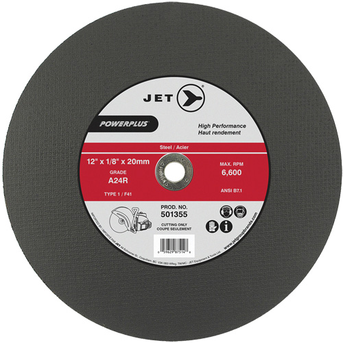 A24R PowerPlus Cut-Off Wheel, 12" x 1/8", 20 mm Arbor, Type 1, 6600 RPM Haskins Industrial Inc.