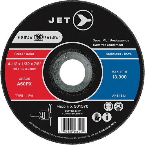 A60PX Power-Xtreme Cut-Off Wheel, 4-1/2" x 1/32", 7/8" Arbor, Type 1, 13300 RPM Haskins Industrial Inc.