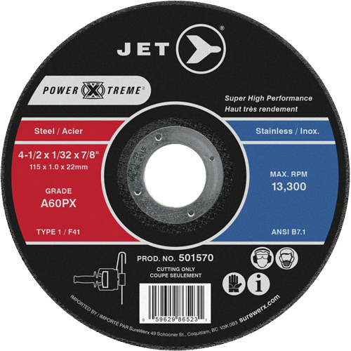 A46PX Power-Xtreme Cut-Off Wheel, 4-1/2" x 1/16", 7/8" Arbor, Type 1, 13300 RPM Haskins Industrial Inc.