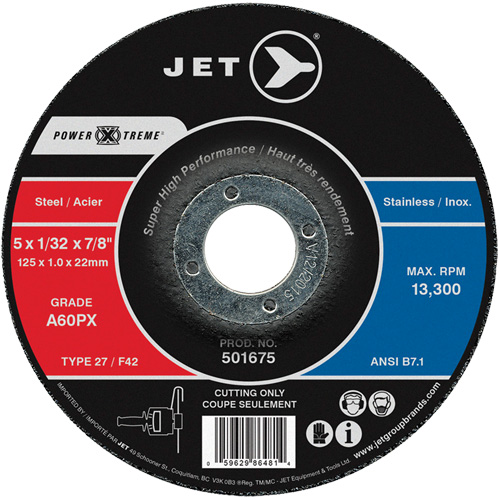 Meule &agrave; tronçonner Power-Xtreme A60PX, 4-1/2" x 3/64", Arbre de 7/8", Type 27, 13 300 Tr/min Haskins Industrial Inc.