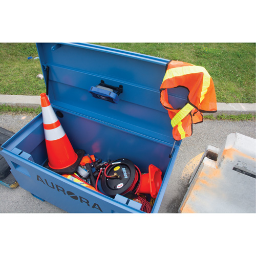 Coffre &agrave; outils de chantier, 48" x 24" x 27-3/5", Acier, Bleu Haskins Industrial Inc.