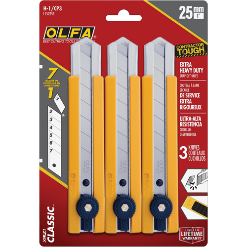 H-1 Classic Extra Heavy-Duty Utility Knife with Rubber Grip Inset, 25 mm Haskins Industrial Inc.