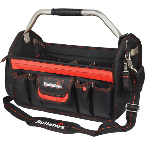 Porte-outils de 18" &agrave; dessus ouvert, Polyester balistique, Noir/Rouge Haskins Industrial Inc.