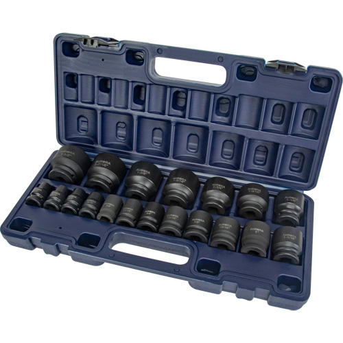 SAE Socket Set, 19 Pcs, Impact, 1/2" Drive Size Haskins Industrial Inc.
