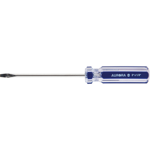 Blue Transparent Striped Slotted Screwdriver, 1/8" Tip, Round, Plastic Handle Haskins Industrial Inc.