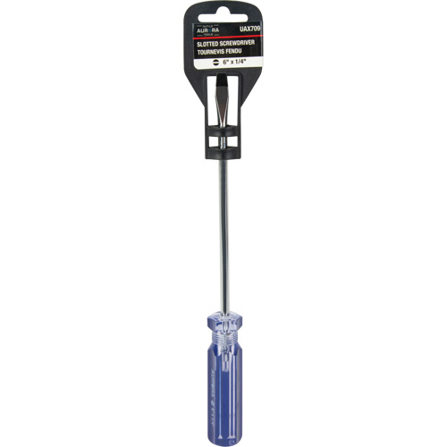 Tournevis &agrave; fente bleu transparent avec bandes, Tige de 1/4", Ronde, Prise en Plastique Haskins Industrial Inc.