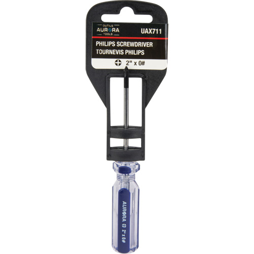 Tournevis Philips bleu transparent avec bandes, #0, Prise Plastique Haskins Industrial Inc.