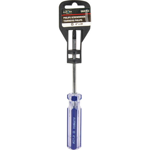 Tournevis Philips bleu transparent avec bandes, #2, Prise Plastique Haskins Industrial Inc.