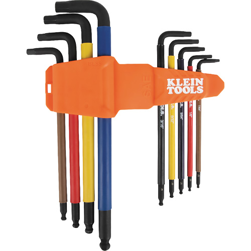 Jeu de cl&eacute; hex de style L extra longues et chromocod&eacute;es avec support, 9 mcx, Imp&eacute;rial Haskins Industrial Inc.