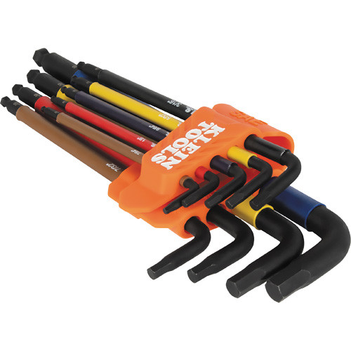 Jeu de cl&eacute; hex de style L extra longues et chromocod&eacute;es avec support, 9 mcx, Imp&eacute;rial Haskins Industrial Inc.