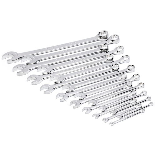 12-Point Long Pattern Combination SAE Wrench Set in Foam Storage Tray, Open-Ended, 19 Pieces, Imperial Haskins Industrial Inc.