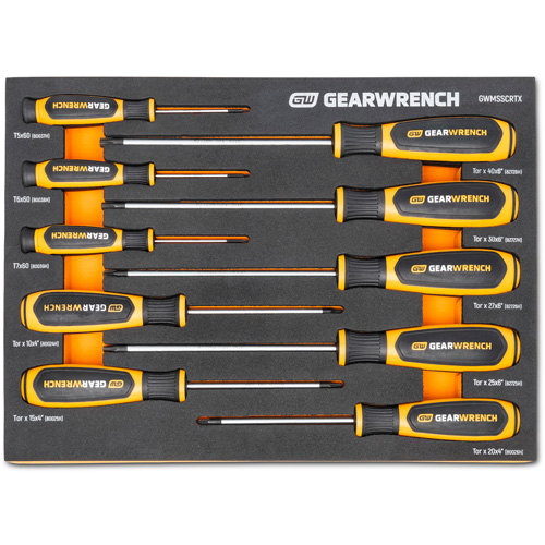 Torx&reg; Dual Material Screwdriver Set in Foam Storage Tray, 10 Pcs. Haskins Industrial Inc.