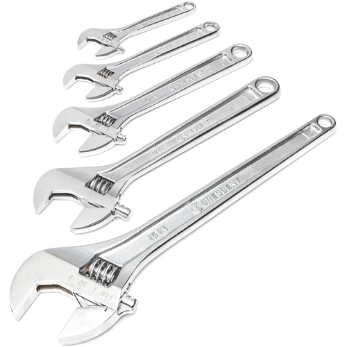 Chrome Wrench Set, Adjustable, 5 Pieces, Imperial and Metric Haskins Industrial Inc.