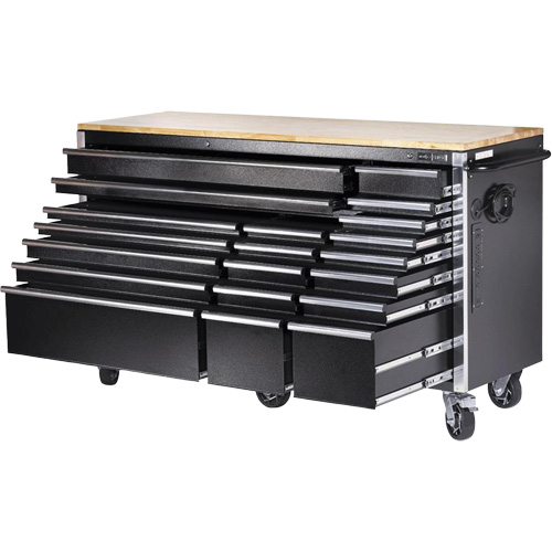 HDRC7220 HD Series Roller Cabinet, 20 Drawers, 72" W x 24" D x 42-3/10" H, Black Haskins Industrial Inc.