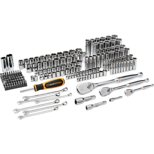 1/4", 3/8”, & 1/2" Drive 90T SAE/MM Mechanics Hand Tool Set Haskins Industrial Inc.