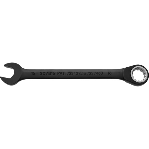 Metric Spline Combination Reversible Ratcheting Wrench, Black/Chrome Finish Haskins Industrial Inc.