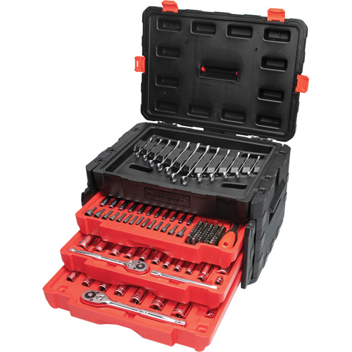 1/4", 3/8" & 1/2" Mechanics Hand Tool Set with 3-Drawer Storage Case Haskins Industrial Inc.