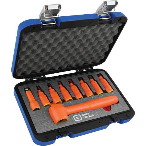 3/8" Drive Insulated Metric Hex Bit Socket and Attachment Set, 1000 V, 9 Pcs Haskins Industrial Inc.