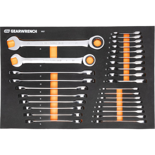 Jeu d'outils m&eacute;triques pour m&eacute;canicien MEGAMOD dans des plateaux en mousse modulaire avec armoire roulante &agrave; outils, 358 morcea Haskins Industrial Inc.