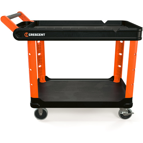 Chariot utilitaire industriel &agrave; 2 tablettes RAILWORKS avec roulettes dures de 5", 47" lo x 24-1/2" la x 34" h, Noir/Orange Haskins Industrial Inc.