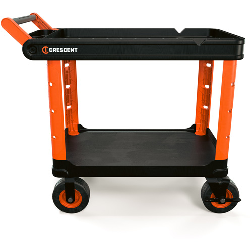RAILWORKS 2-Shelf Industrial Utility Cart with 8" Casters, 47" L x 24-1/2" W x 37-4/5" H, Black/Orange Haskins Industrial Inc.