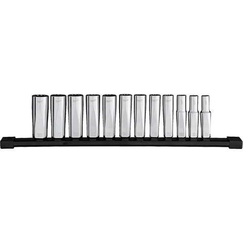 12-Point Deep Well Metric Socket Set, 12 Pcs, 3/8" Drive Size, Deep Haskins Industrial Inc.