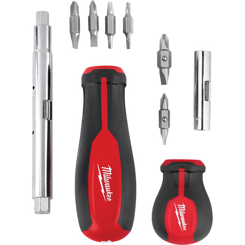 11-in-1 Multi-Bit Screwdriver & 6-in-1 Stubby Multi-Bit Screwdriver Set, 3"/9-4/5" L, Cushion Grip Handle Haskins Industrial Inc.