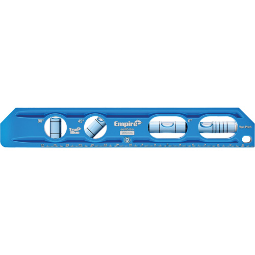 TRUE BLUE&reg; Die Cast Torpedo Level, 8" L, Aluminum, 4 Vials, Magnetic Haskins Industrial Inc.